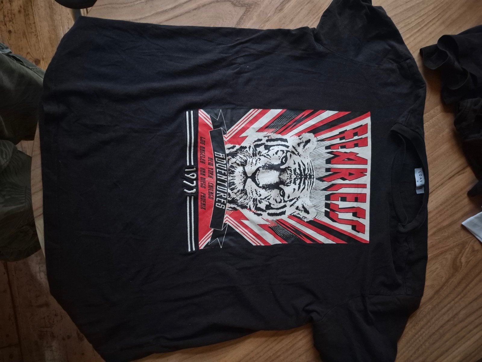 Zwart T-shirt met tijgerprint - LOAVIES (Maat M), Zwart, Ophalen of Verzenden, Gedragen, Maat 48/50 (M)