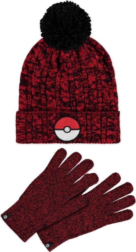 Pokémon - Red & Black Giftset Muts en handschoenen, Nieuw, Overige maten, Ophalen of Verzenden, Pokémon - Red & Black Giftset Muts en handschoenen