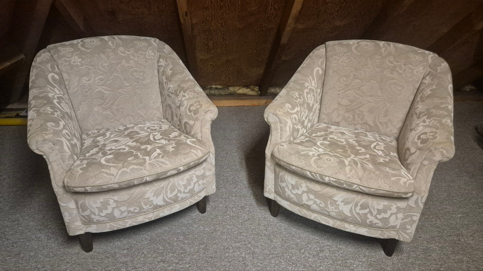 Comfortabele fauteuil met bloemmotief - Beige, Ophalen, Klassiek, Bloemmotief, Gebruikt, Twee