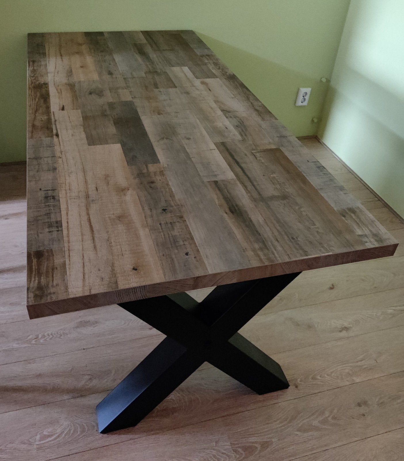 Eettafel Freetown 190x90 cm – industriële X-poot, Ophalen, Rechthoekig, 150 tot 200 cm, 50 tot 100 cm