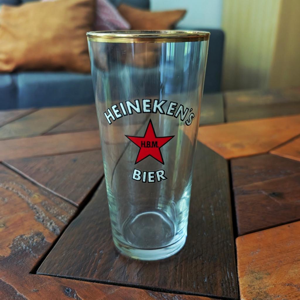 Heineken' Bier; mooi oud Heineken Bierglas, Verzamelen, Ophalen of Verzenden, Zo goed als nieuw, Bierglas