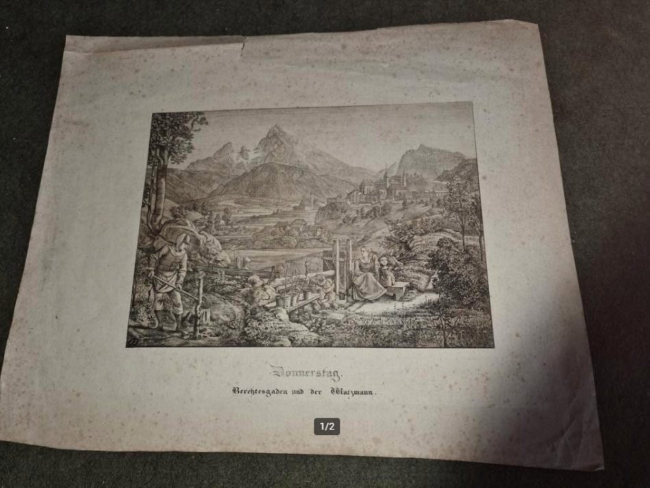 Prent Donnerstag Berchtesgaden Ferdinand Olivier, Gebruikt, Voor 1940, Prent, Buitenland