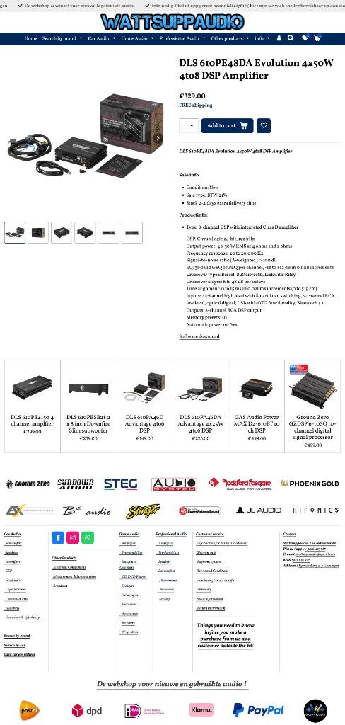 DLS 610PE48DA Evolution 4x50W 4to8 DSP Versterker, Info@optimount.nl, Nieuw, Ophalen of Verzenden, Anholtseweg 48A 7091 HB DINXPERLO
