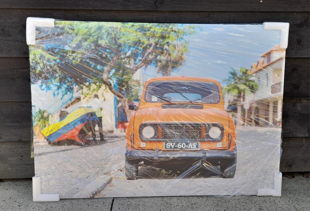 Afbeelding Renault 4 in kleur 100x70cm, Ophalen of Verzenden