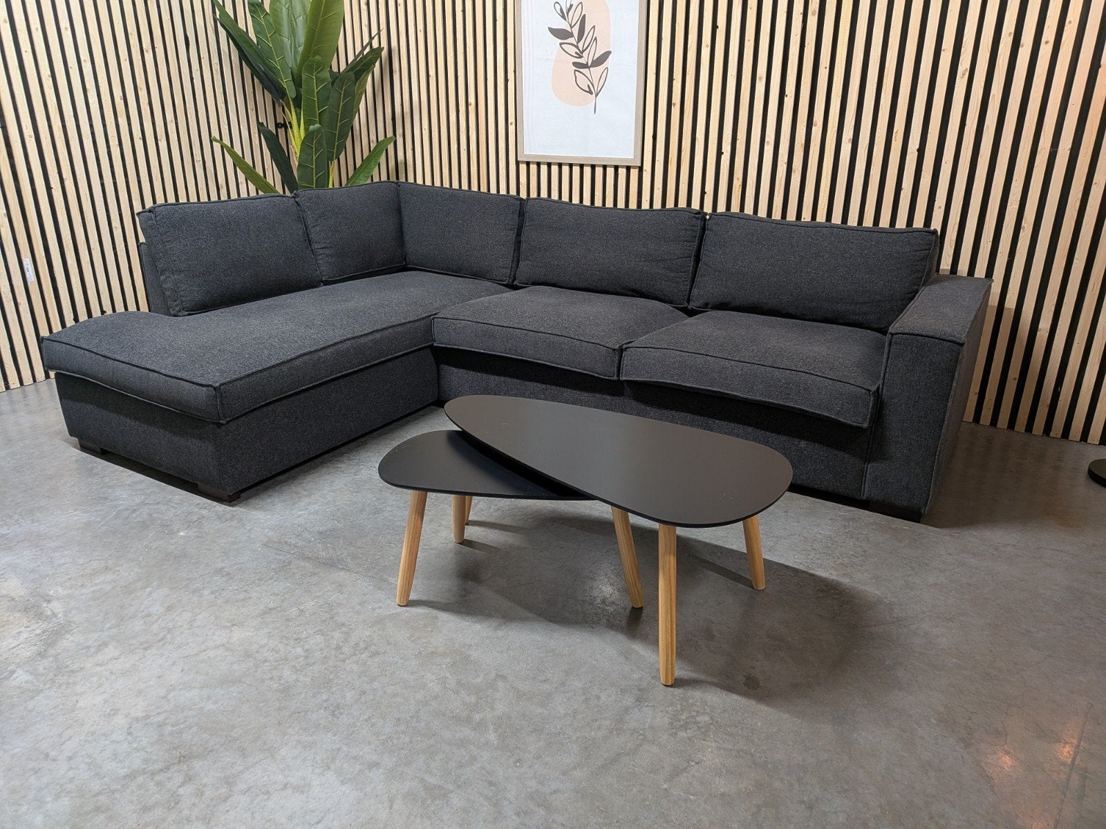 WOOOD Thomas Hoekbank Zwart Gemêleerd - Gratis Bezorging, Huis en Inrichting, Banken | Bankstellen, 250 tot 300 cm, Hoekbank, Ophalen of Verzenden