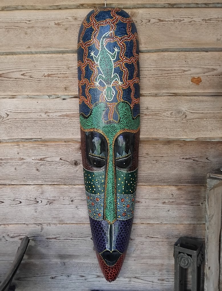 Groot kleurig masker, Ophalen, Hout, Vrouw, Beschilderd
