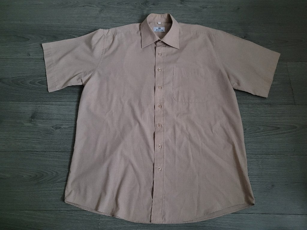 KINGFIELD beige overhemd maat 42 (L) ~ HH1011, Kingfield, Beige, Ophalen of Verzenden, Halswijdte 41/42 (L)