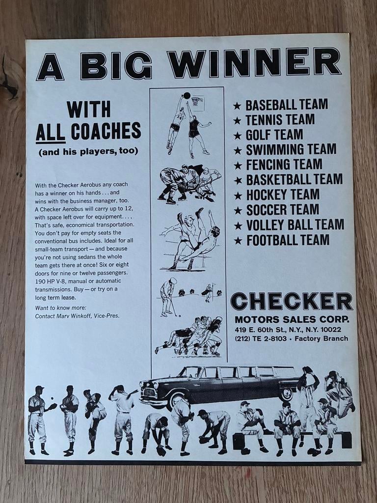 Checker Aerobus brochure sheet, Boeken, Ophalen of Verzenden, Zo goed als nieuw, Overige merken