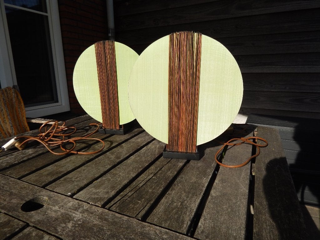 Wandlampjes uit jaren ‘60-’70, diam 30 cm, Huis en Inrichting, Lampen | Wandlampen, Ophalen of Verzenden, Gebruikt, Hout