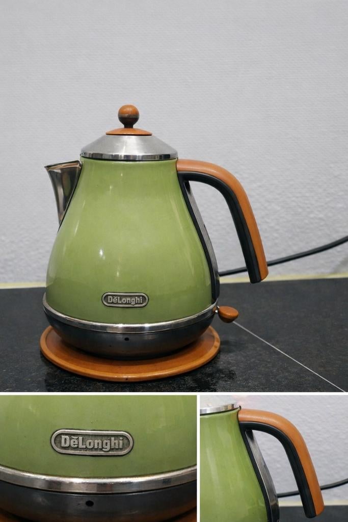 DeLonghi Icona Vintage groen Waterkoker, Witgoed en Apparatuur, Waterkokers, 1 tot 2 liter, Ophalen of Verzenden, Gebruikt, Draadloos