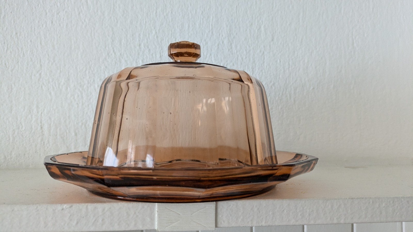 Franse Retro Vintage stolp van roze/oranje glas Art Déco Vin, Ophalen of Verzenden