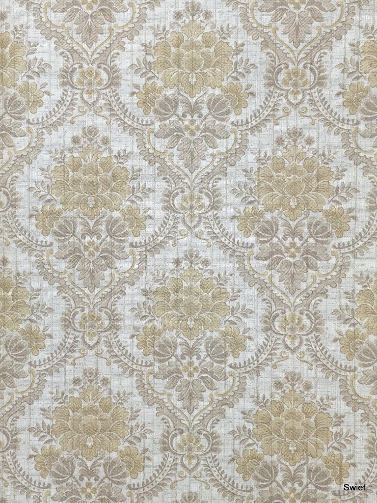 5016 klassiek oud barokbehang beige oker uit de 70s swiet, Ophalen of Verzenden, Beige