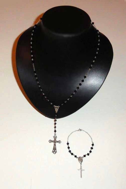 Ketting met Armband Onyx rozenkrans, Met hanger, Verzenden, Zwart, Zo goed als nieuw