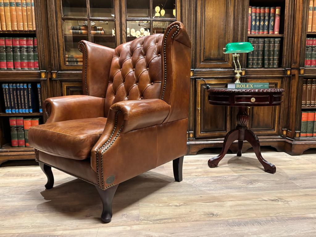 Luxe King Chesterfield oorfauteuil - Bruin leer, Ophalen, Chesterfield brand, Gosemengestraat, Info@chesterfieldjunkie.nl