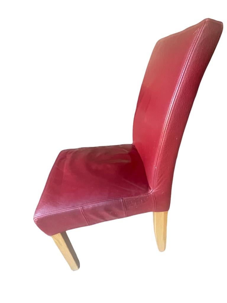 4 rode leren eetkamerstoelen, Ophalen, Gebruikt, Leer, Vier