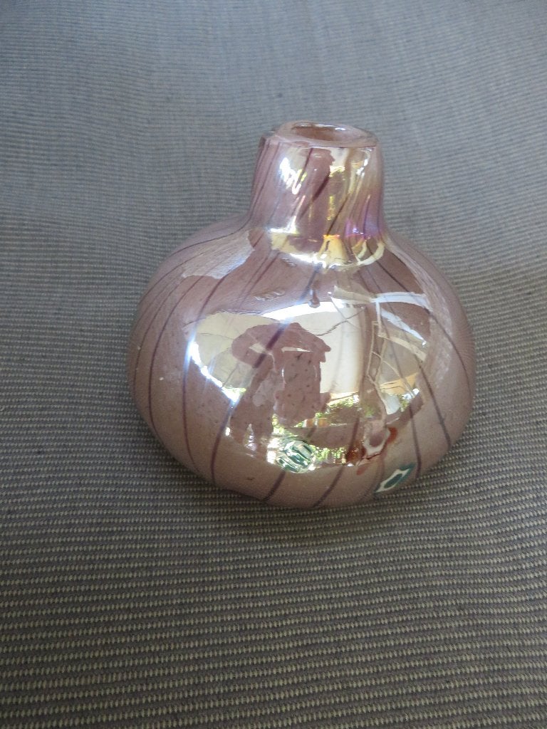 Des Pots glazen vaasje, Nederlands design, luster laag, Ophalen of Verzenden, Zo goed als nieuw, Roze, Glas