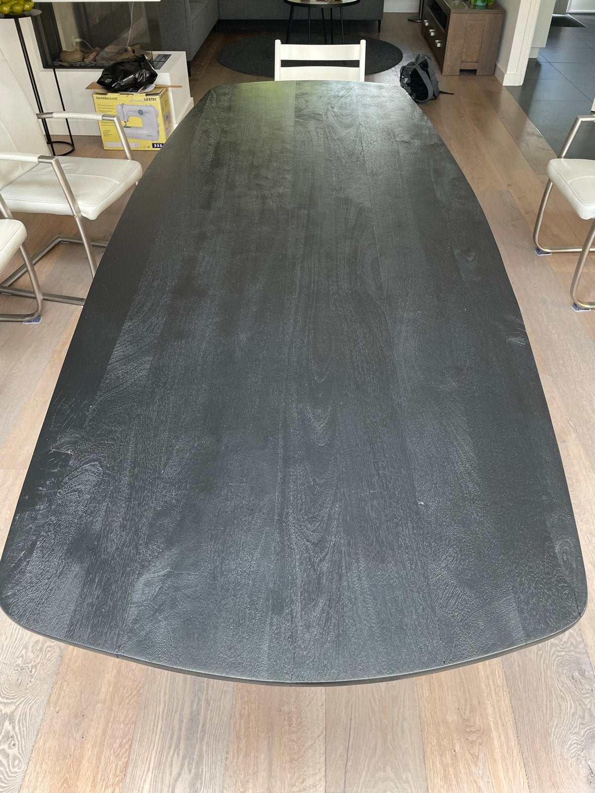 Zwarte Mango Houten Eettafel 260x100 cm, Huis en Inrichting, Tafels | Eettafels, Ophalen, 100 tot 150 cm, 200 cm of meer, Zo goed als nieuw