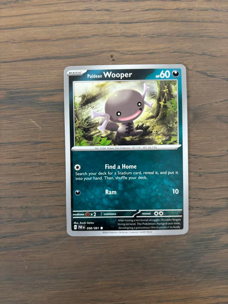 Pokémon Kaart: Paldean Wooper (058/091) - Nieuwstaat, Ophalen of Verzenden, Nieuw, Losse kaart