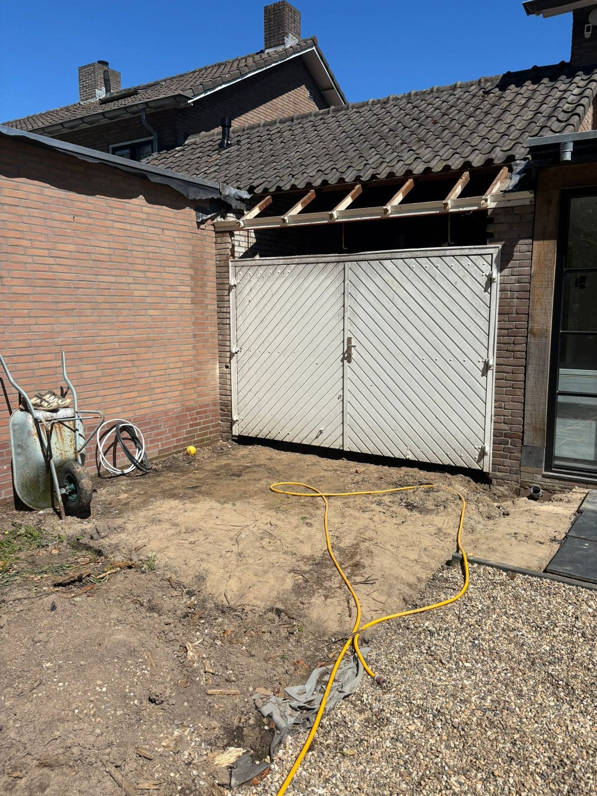 Garagedeur mahoniehoutdeur, Ophalen, 120 cm of meer, Garagedeur, Zo goed als nieuw