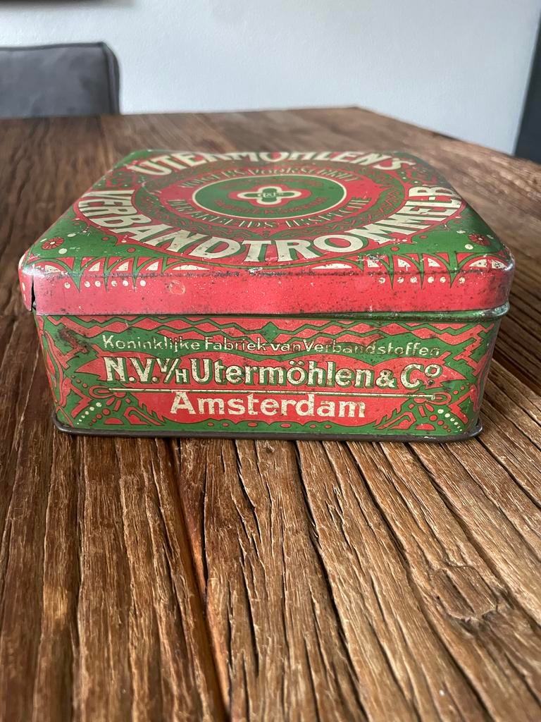 Vintage Utermöhlen Verbandtrommel EHBO Blik, Ophalen of Verzenden