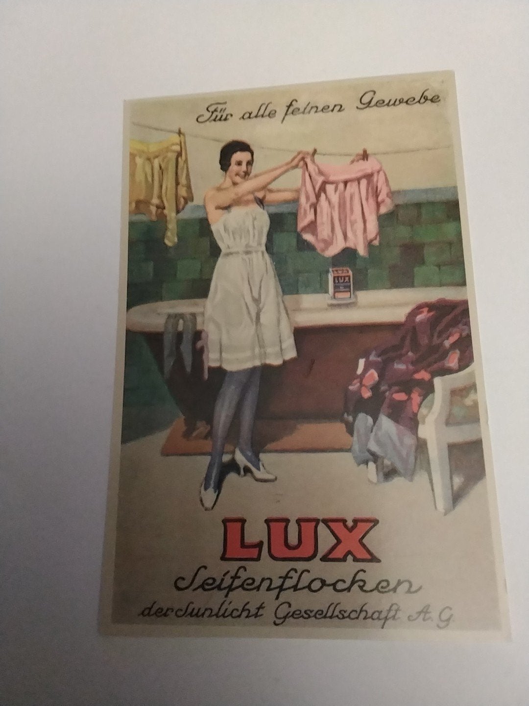 Vintage Lux Zeepvlokken reclame ansichtkaart (Duitsland), Verzamelen, Ophalen of Verzenden