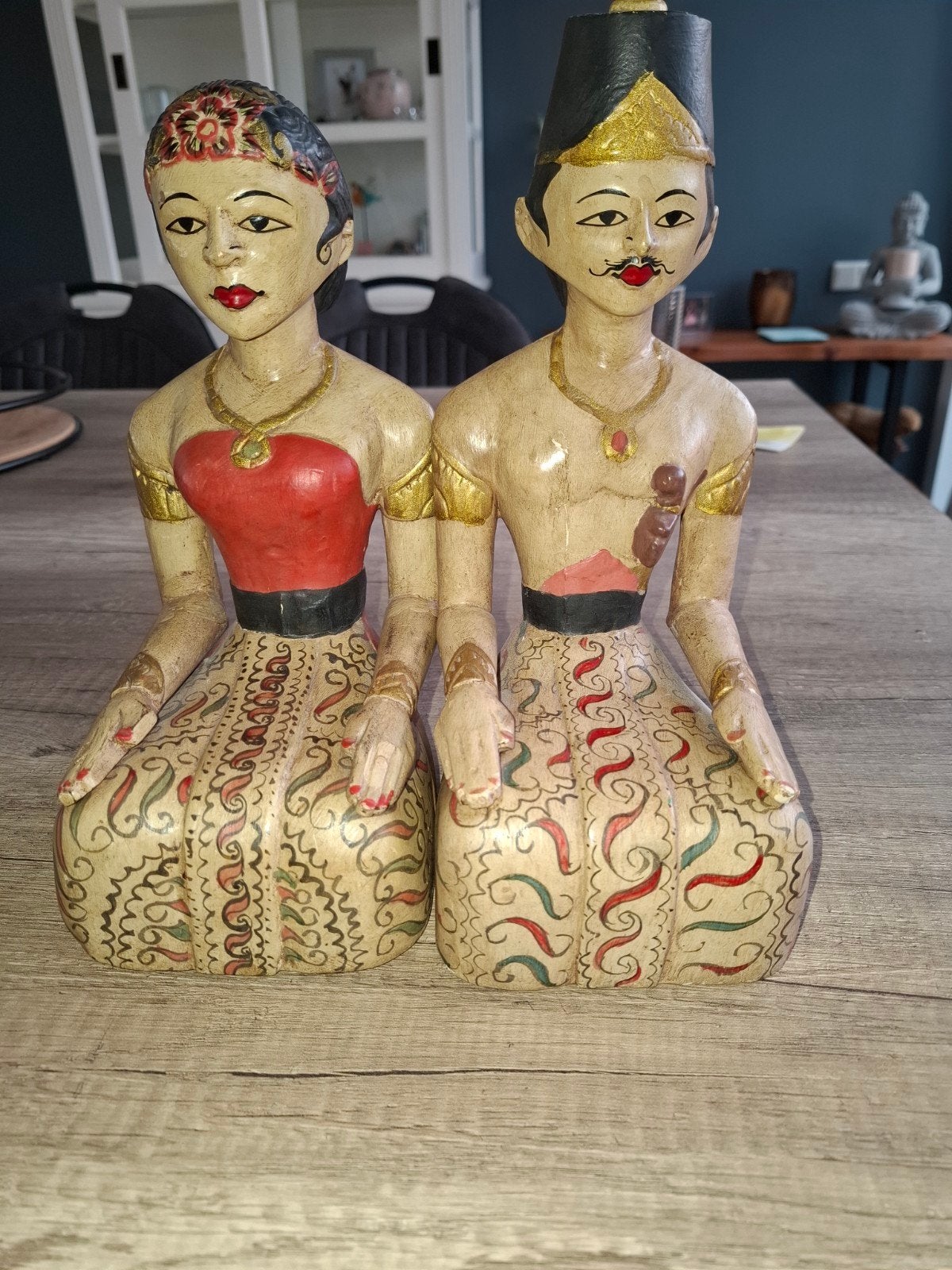 houtgesneden  javaans bruidspaar, Ophalen of Verzenden