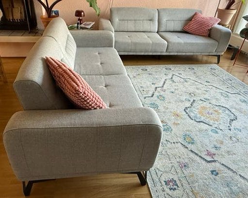 Moderne grijze 2x3-zitsbank, Ophalen, Gebruikt, Driepersoons, 75 tot 100 cm