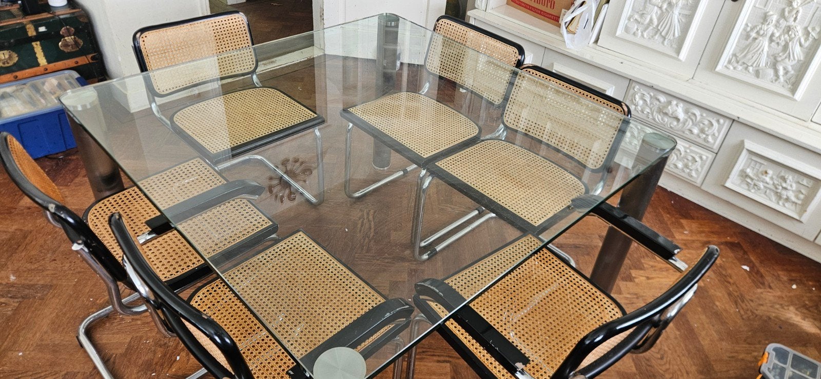 Glazen tafel, Ophalen, Vierkant, Glas, Vijf personen of meer