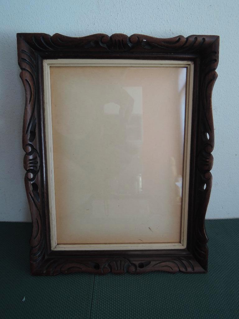 Mooie ouderwetse houten fotolijst met glasplaat, Ophalen of Verzenden, Zo goed als nieuw