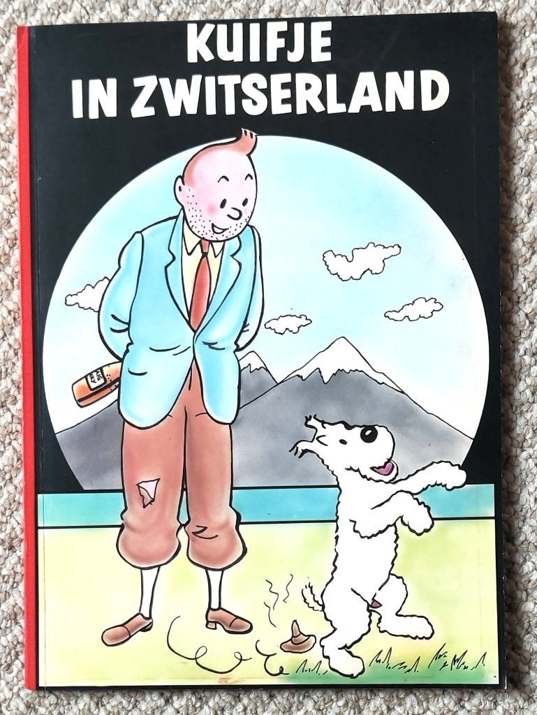 Kuifje in Zwitserland Illegale parodie circa 1980, Boeken, Eén stripboek, Ophalen of Verzenden, Zo goed als nieuw