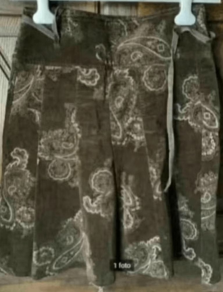 Bruine ribstof rok leuk beige motief; Yessica; maat 36, Kleding | Dames, Bruin, Ophalen of Verzenden, Zo goed als nieuw, Maat 36 (S)