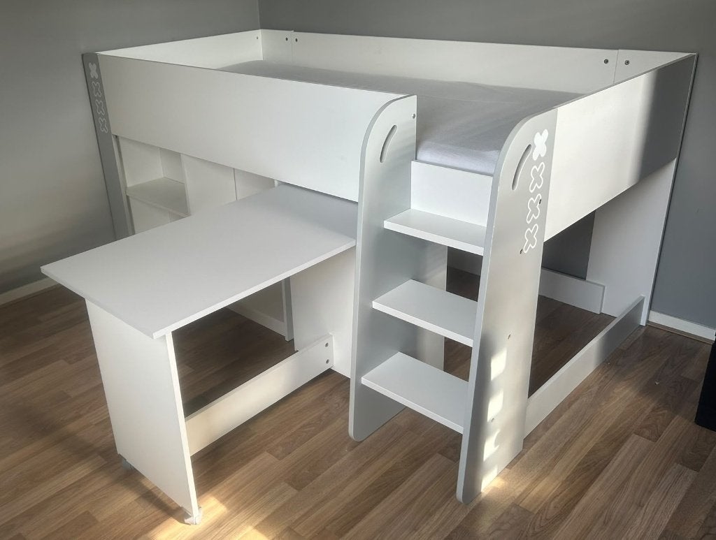 Hoogslaper met bureau en matras, Ophalen, Gebruikt, Eenpersoons, Minder dan 160 cm