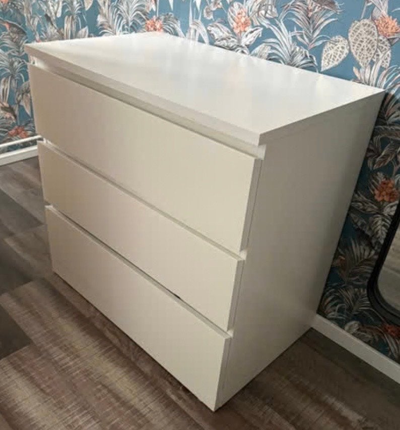 IKEA Malm ladekast wit met 3 lades, Ophalen, Gebruikt, 50 tot 100 cm, 3 of 4 laden