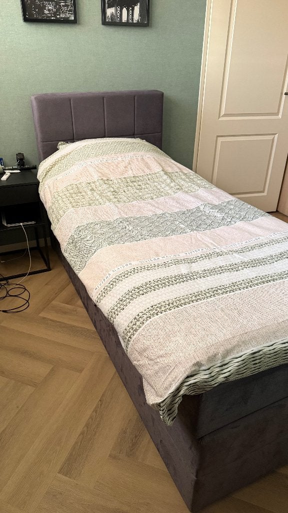 Boxspring met opbergruimte 90x200 cm, Ophalen, Gebruikt, 90 cm, Eenpersoons