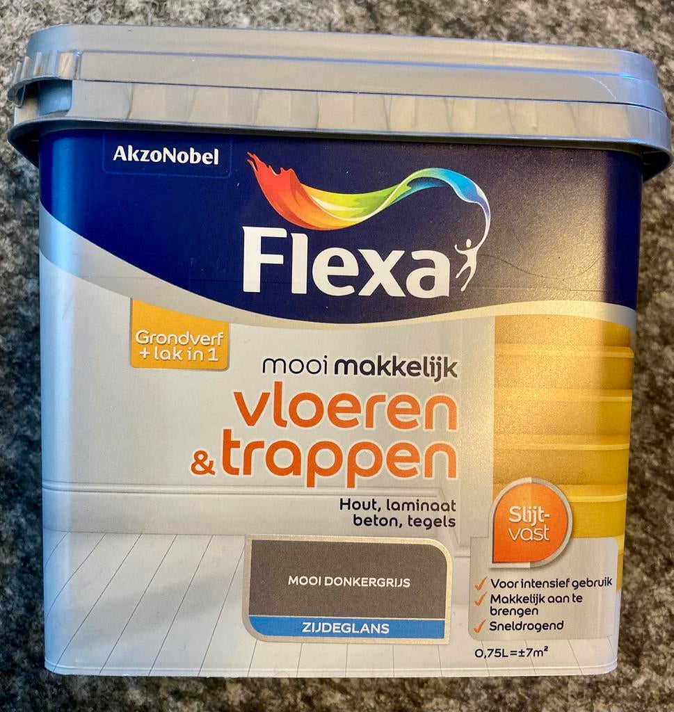 Flexa Mooi Makkelijk Vloeren & Trappen – Donkergrijs, Nieuw, Ophalen of Verzenden, Lak, Grijs