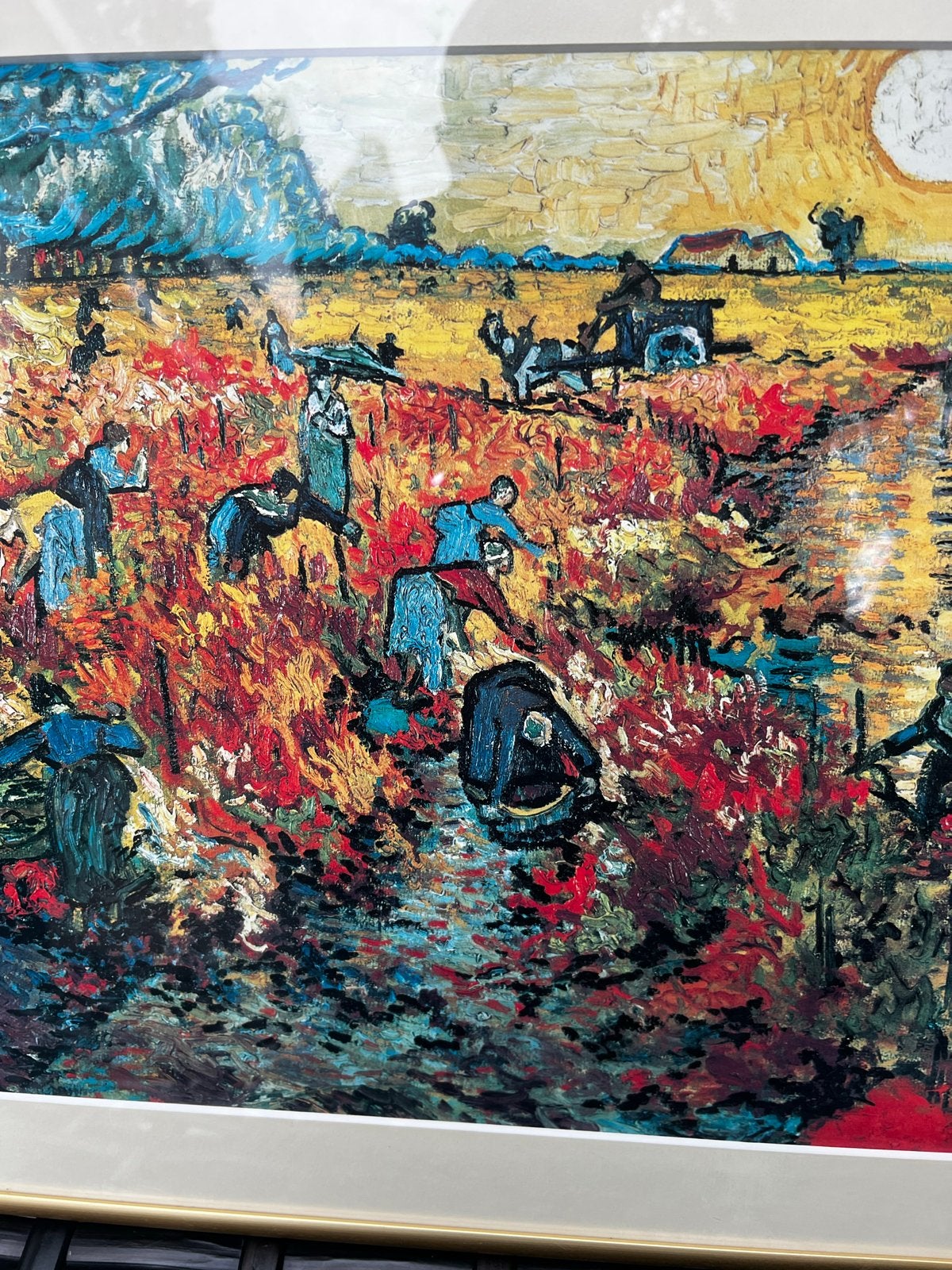 Ingelijste reproductie van Van Gogh's 'De Rode Wijngaard', Antiek en Kunst, Ophalen