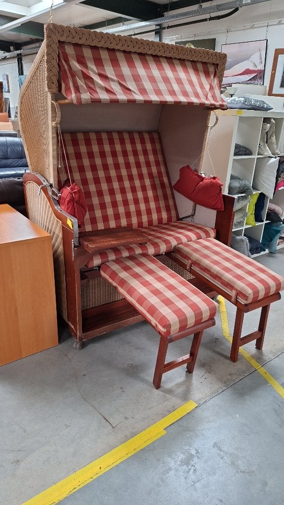 nostalgische strandkorf / strandstoel, 2 persoons, Ophalen, Gebruikt, Hout