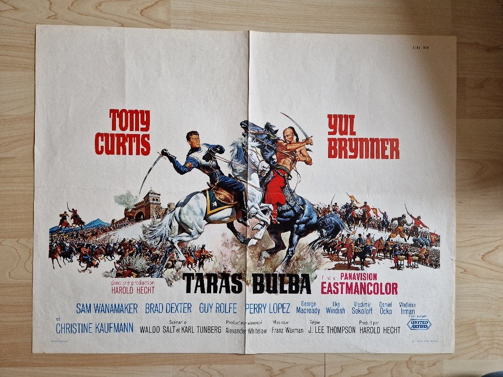 filmaffiche Taras Bulba 1962 Tony Curtis filmposter, Rechthoekig Liggend, Ophalen of Verzenden, Zo goed als nieuw, A1 t/m A3