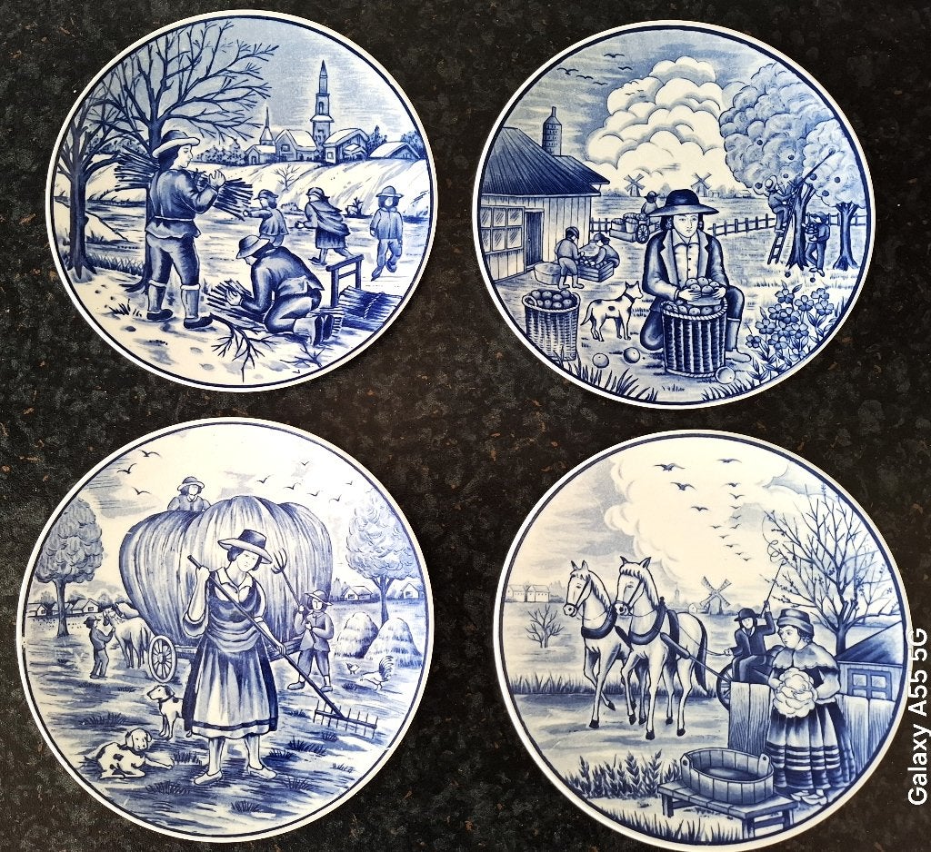 DELFTS BLAUWE BORDJES SET VAN VIER STUKS., Ophalen of Verzenden