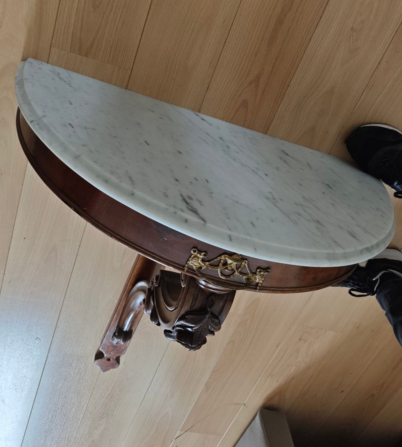 Klassieke Wandconsole, demilune met marmeren blad (ca. 1900), Ophalen