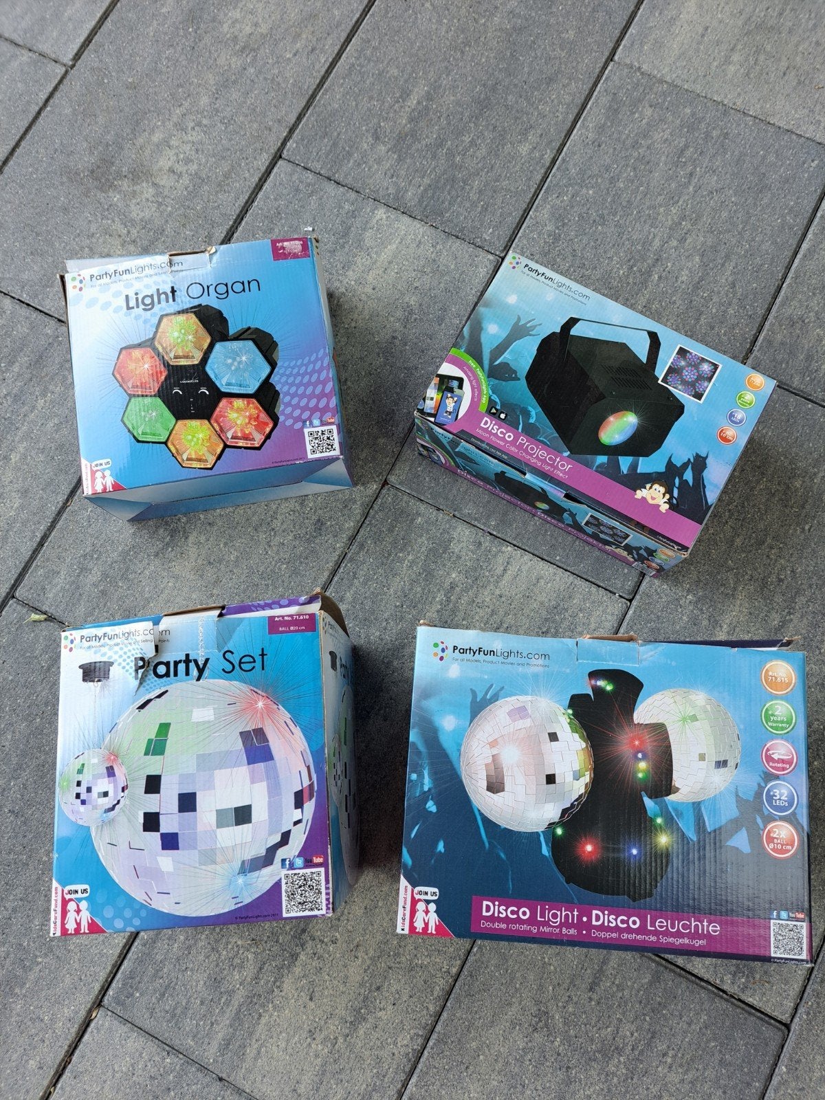 4 discolampen (verschillende), Ophalen, Zo goed als nieuw, Discobol, Geluidgestuurd