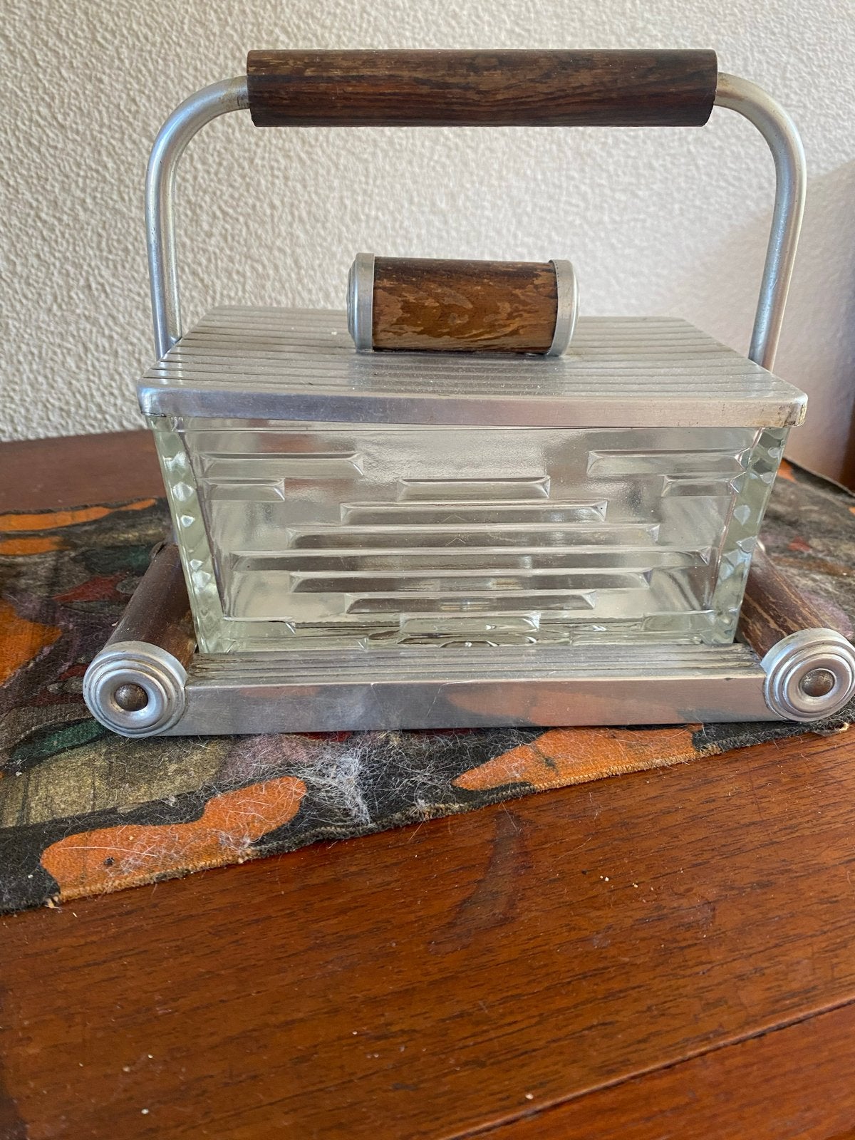 Vintage Art Deco botervloot met glazen schaal, Ophalen of Verzenden