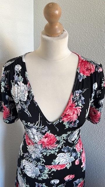 King Louie maat L retro bloemen jurk 1337, Zwart, Maat 42/44 (L), Ophalen of Verzenden, Zo goed als nieuw