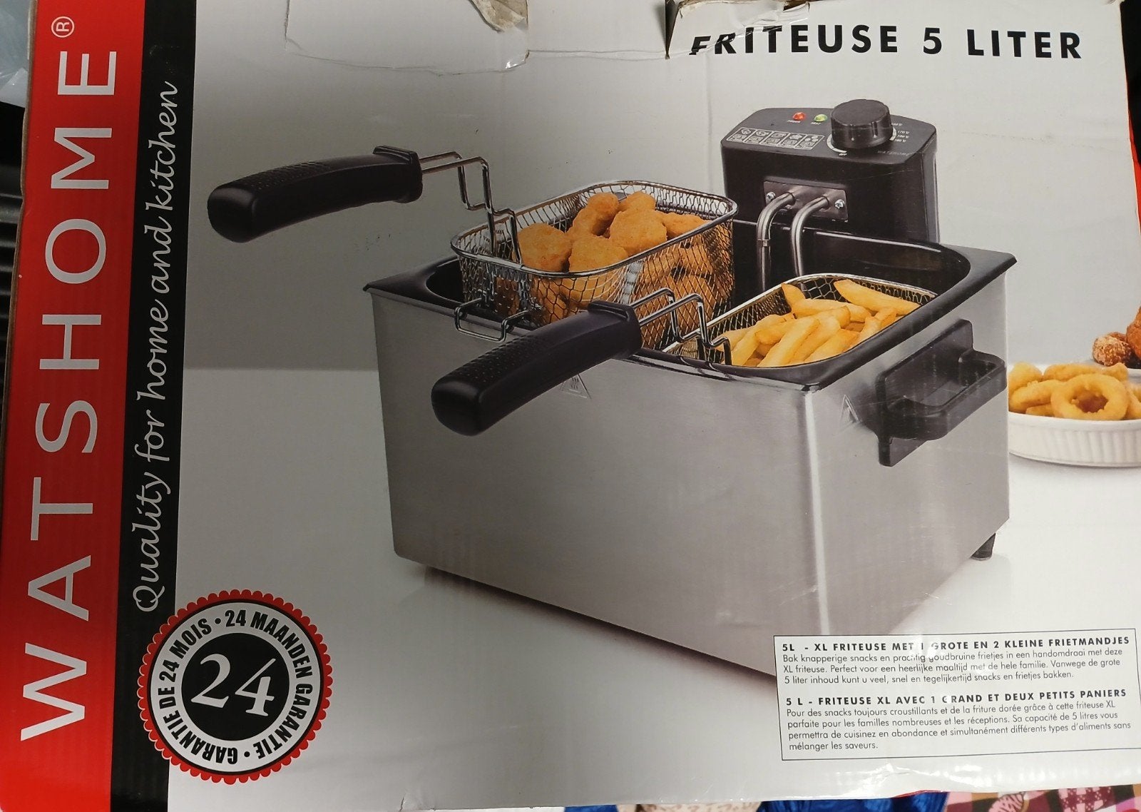 WatsHome Friteuse 5 Liter met 2 mandjes Nieuwe, 4 liter of meer, Ophalen, Nieuw, Duo-friteuse