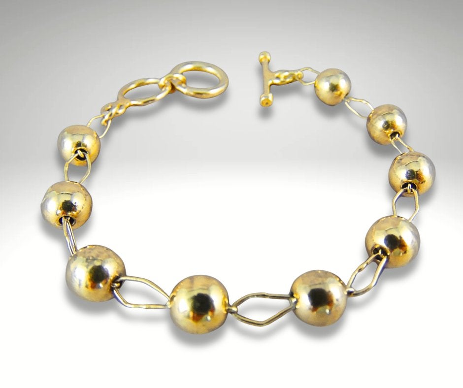 Prachtige 925 verguld zilveren BALLEN bolletjes armband!
