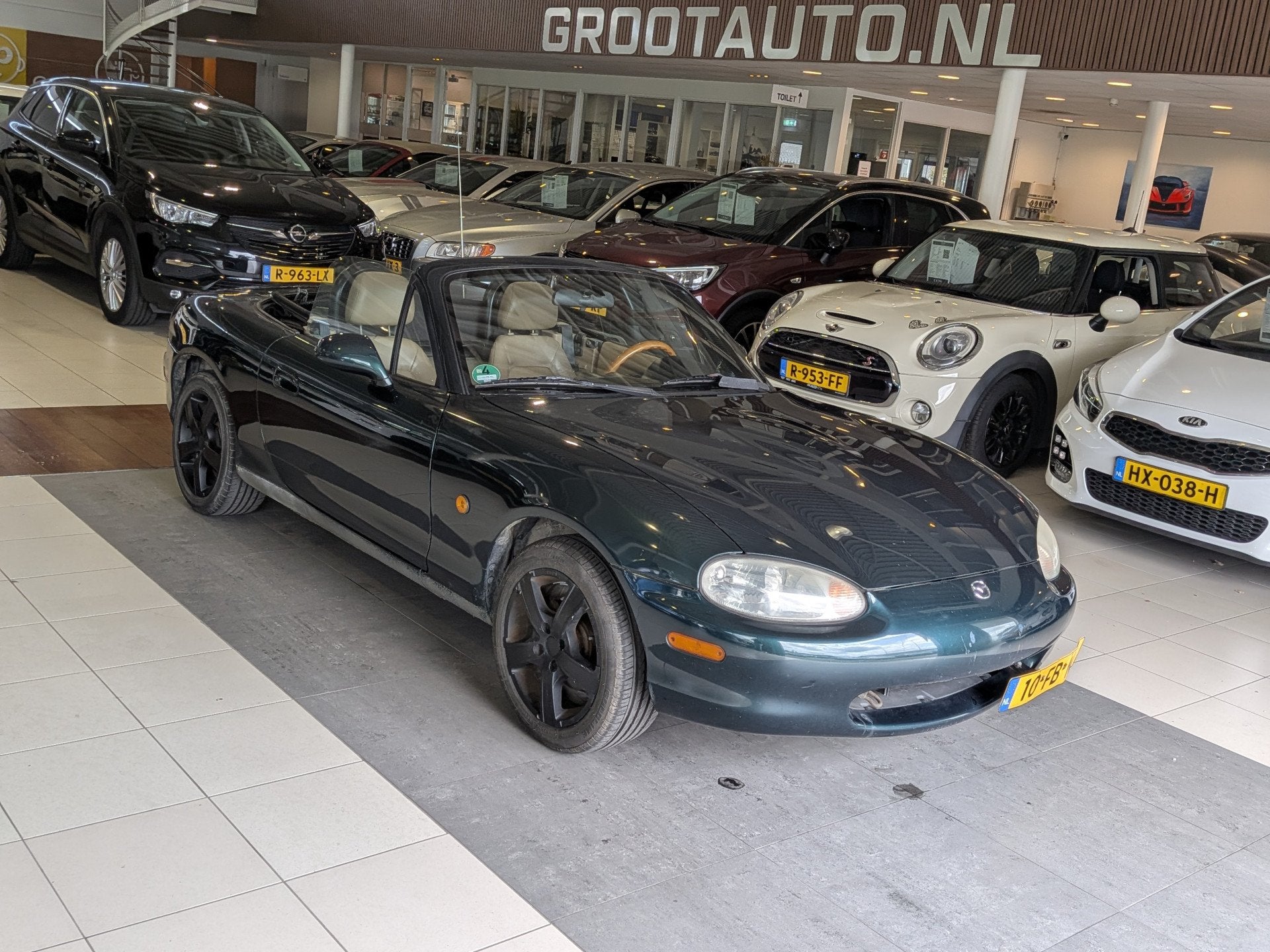 Mazda MX-5 1.6i Lederen interieur, Stuurbekrachtiging, Auto's, Achterwielaandrijving, Beige, Cabriolet, Bedrijf