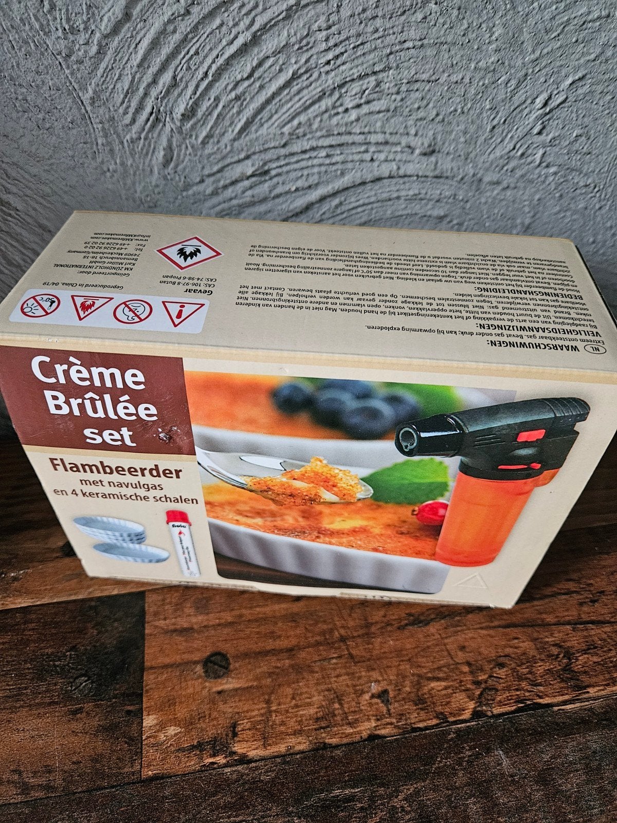 Crème Brûlée set met flambeerbrander en schaaltjes, Overige typen, Nieuw, Ophalen of Verzenden, Steen/keramiek