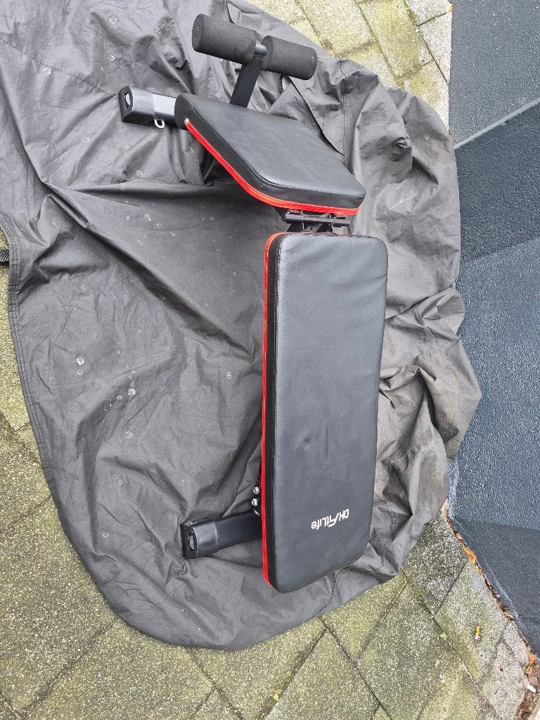 Zwarte DH FitLife Halterbank, een inklapbare en verstelbare, Ophalen, Gebruikt, Benen, Fitnessbank