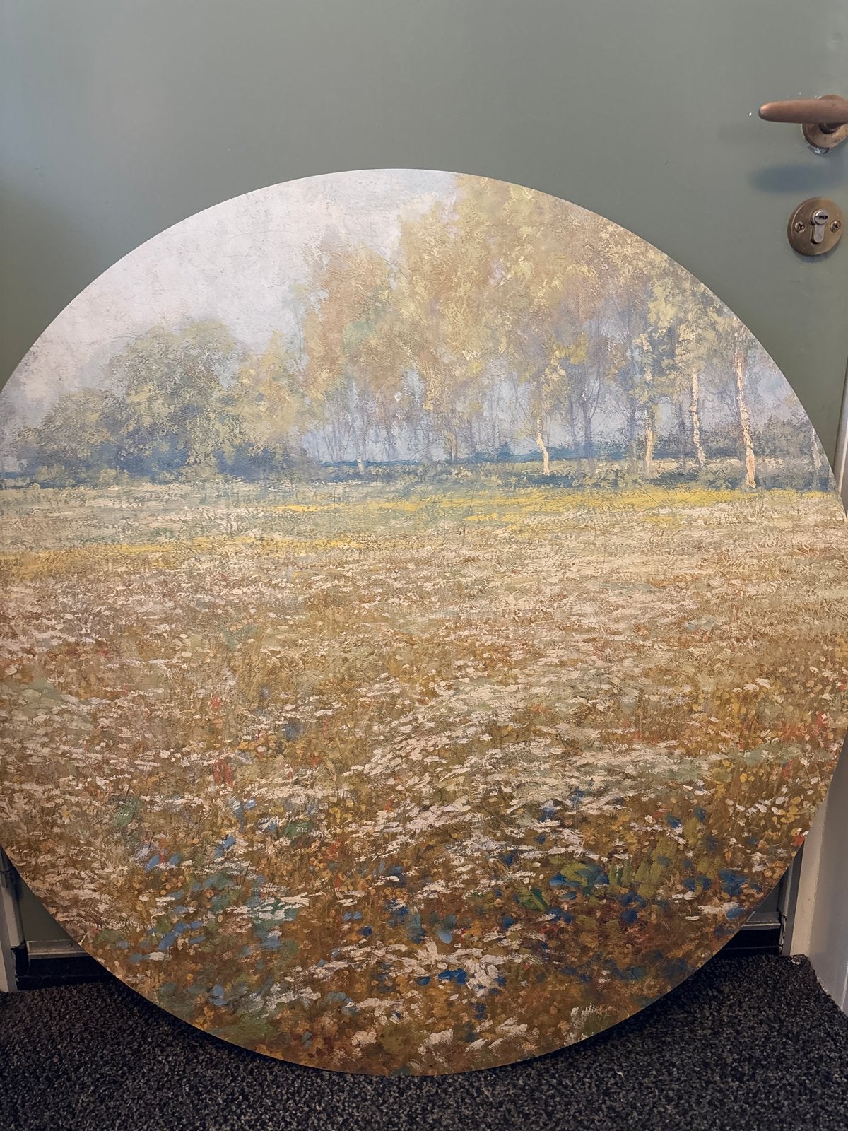 Muurcirkel 'Bloeiende weide'  Egbert Rubertus Derk Schaap, Ophalen, Realistisch, Metaal, Landschap