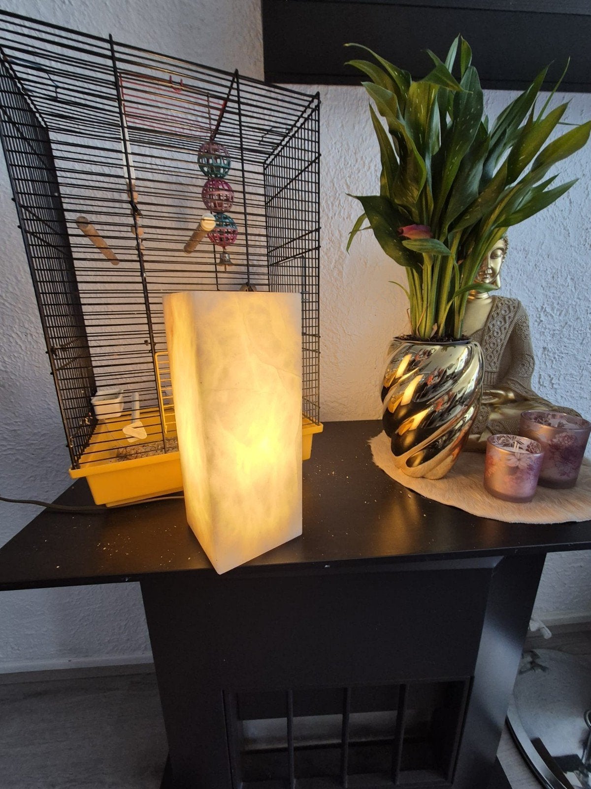 Antieke marmeren lamp - sfeervolle verlichting, Ophalen of Verzenden